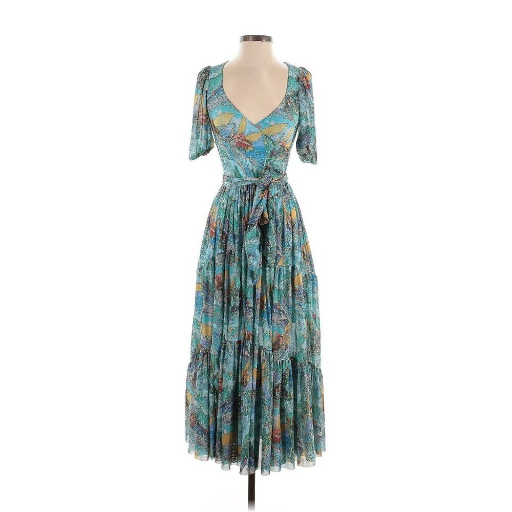 BlackMilk Mermagic Mermaid Fairy Wrap Midaxi Mesh Tiered Midi Dress XS